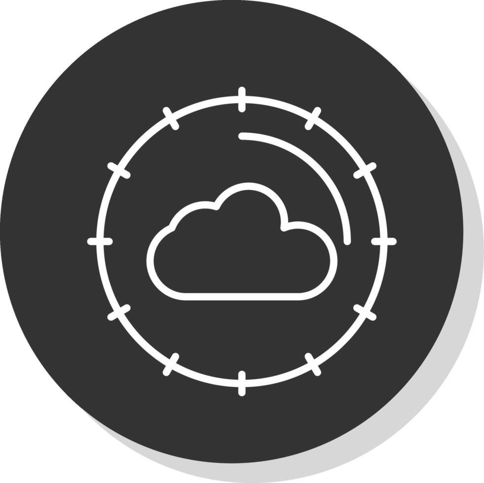 nube informática línea sombra circulo icono diseño vector