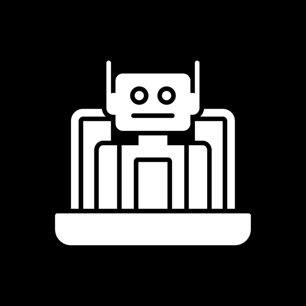 Robot Glyph Inverted Icon Design vector