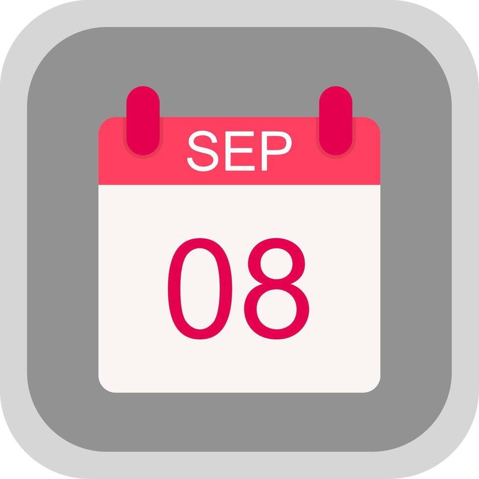September Flat round corner Icon Design vector