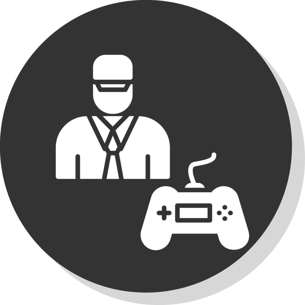Gamer Glyph Shadow Circle Icon Design vector