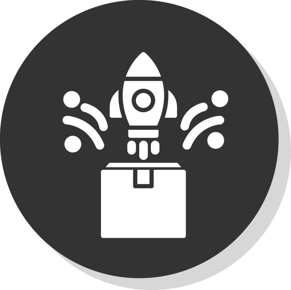 Product Launch Glyph Shadow Circle Icon Design vector
