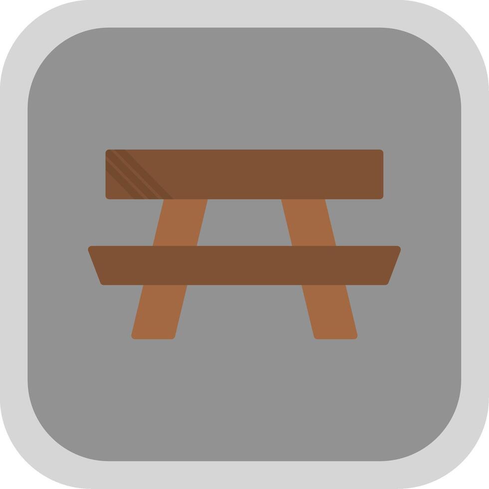 Picnic Table Flat round corner Icon Design vector