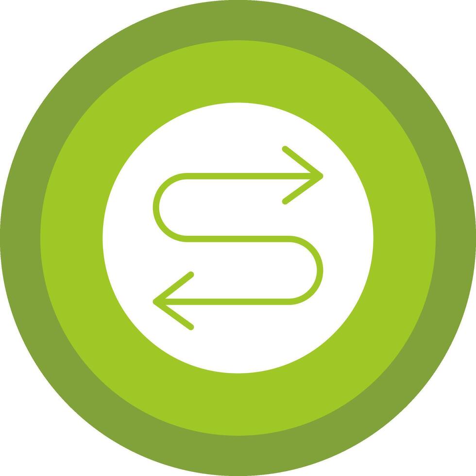 Zigzag Arrow Glyph Due Circle Icon Design vector