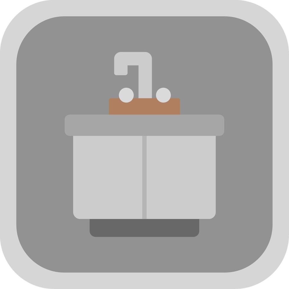 Kitchen Sink Flat round corner Icon Design vector