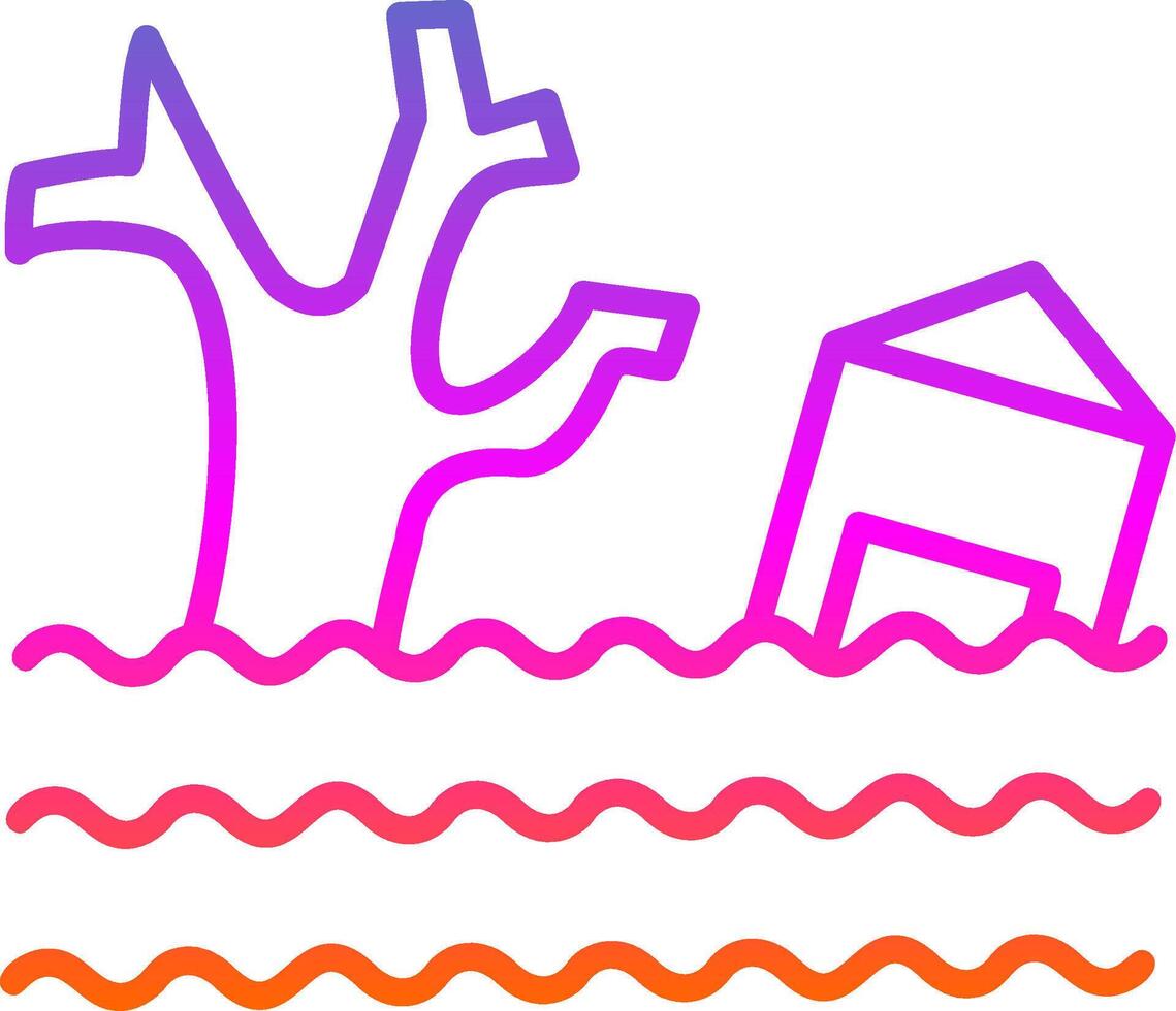 Flood Line Gradient Icon Design vector