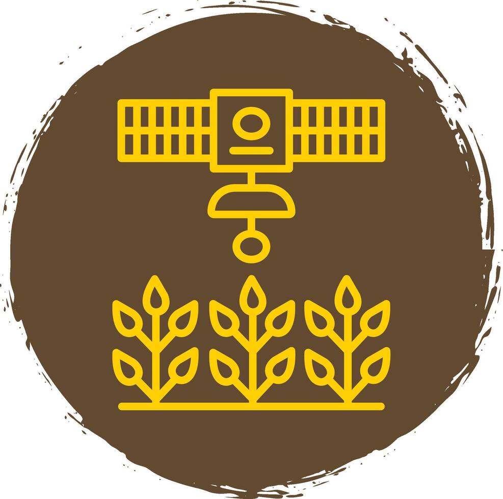 Satellite Crop Monitoring Line Circle Sticker Icon vector