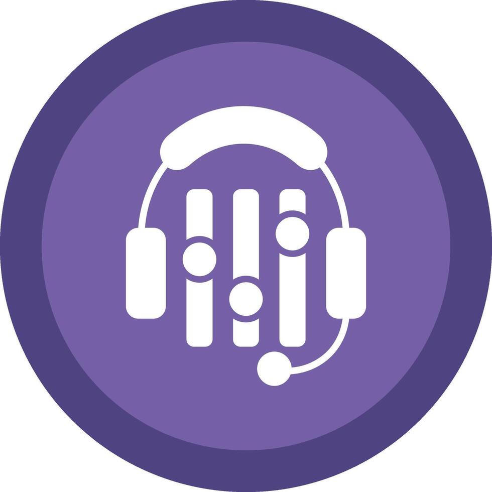Headphones Glyph Due Circle Icon Design vector