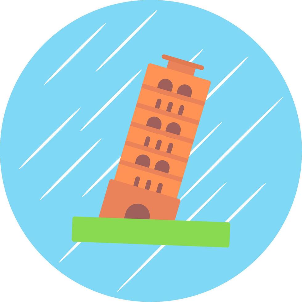 Pisa Tower Flat Circle Icon Design vector