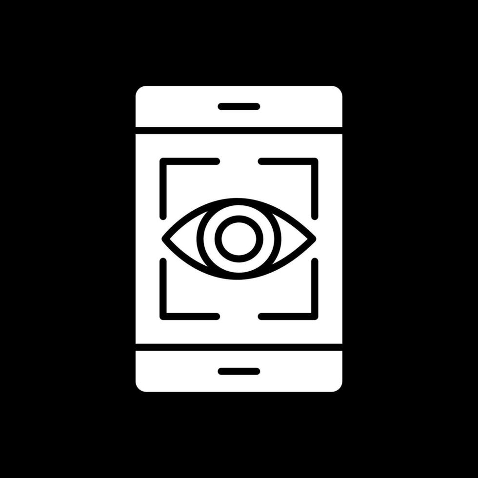 Eye Recognition Glyph Inverted Icon Design vector