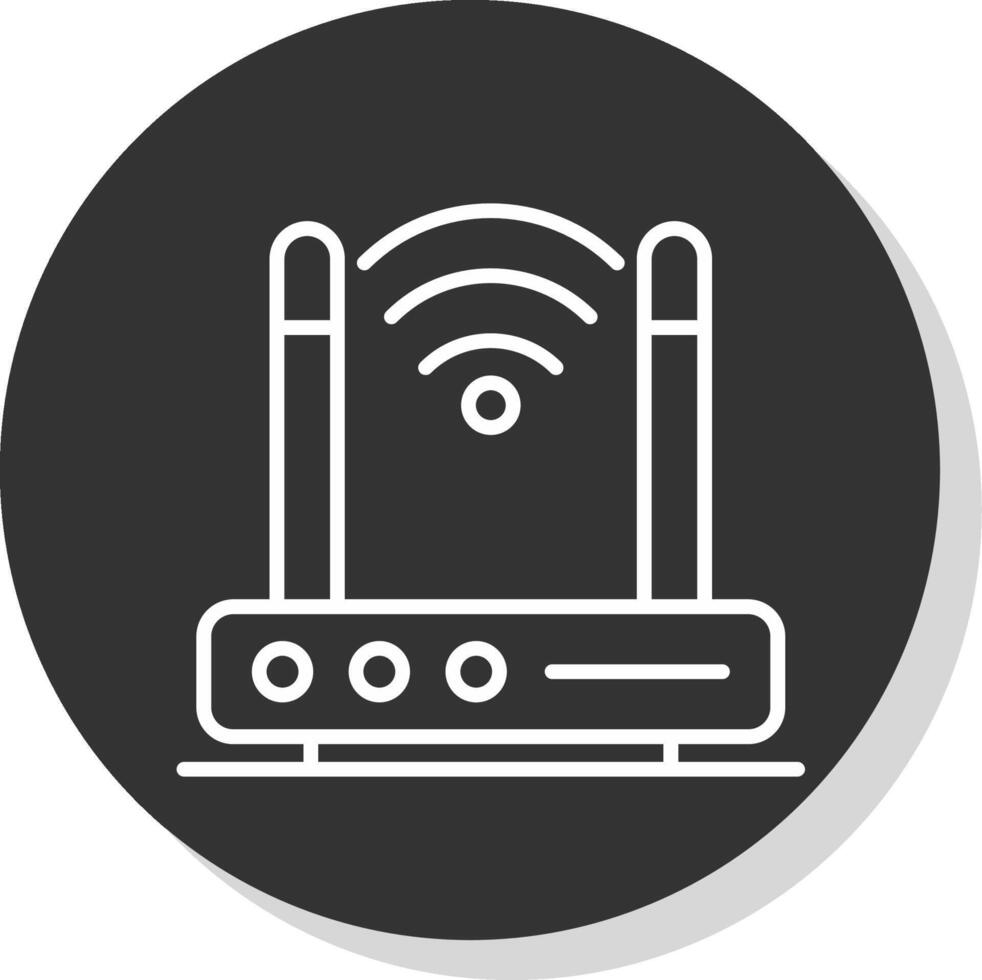 Wireless Modem Line Shadow Circle Icon Design vector