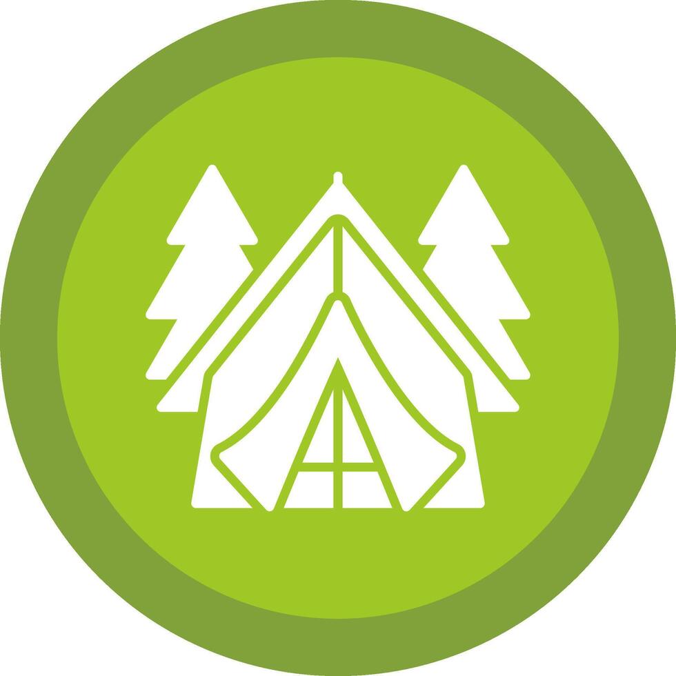 Tent Line Shadow Circle Icon Design vector