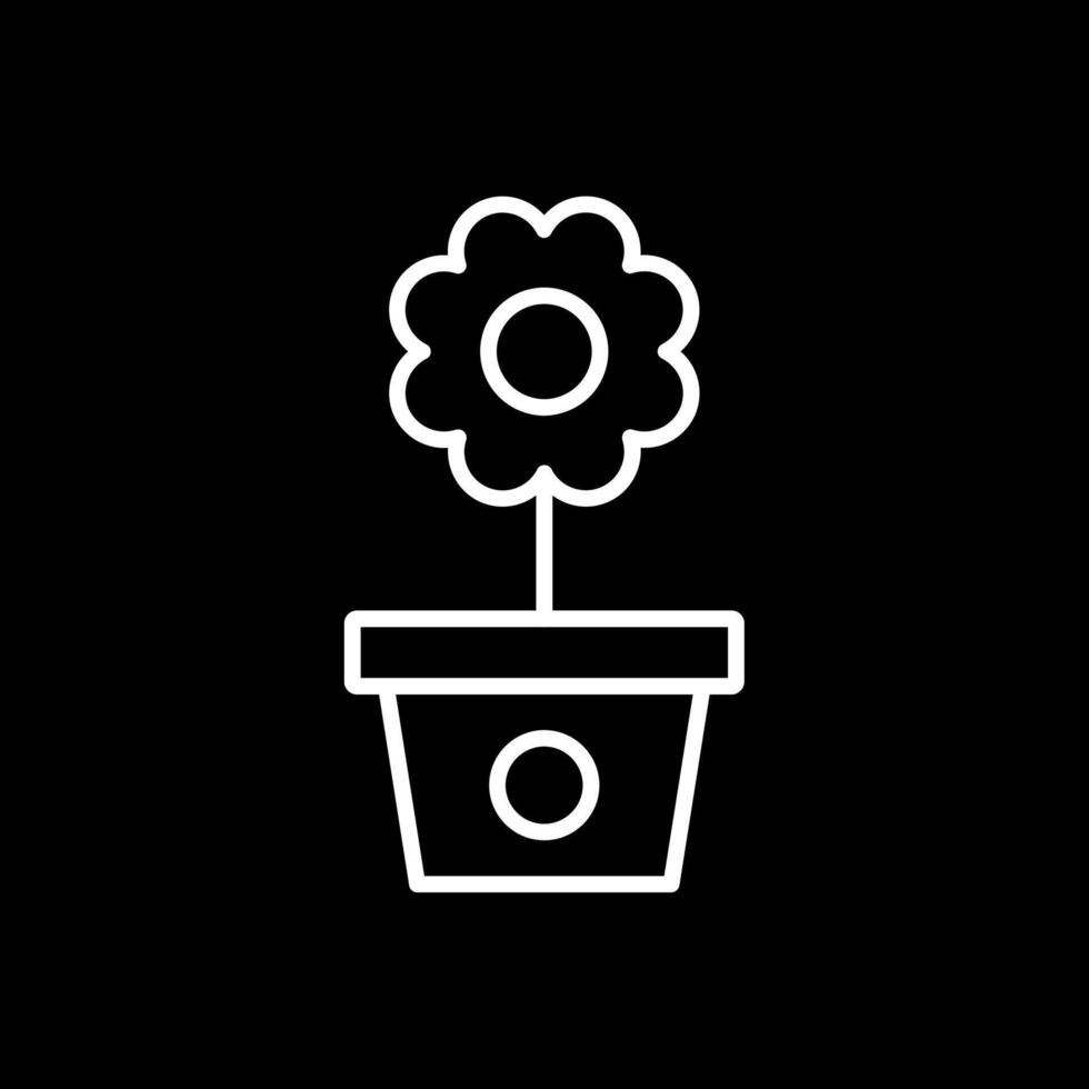 flor maceta línea invertido icono diseño vector