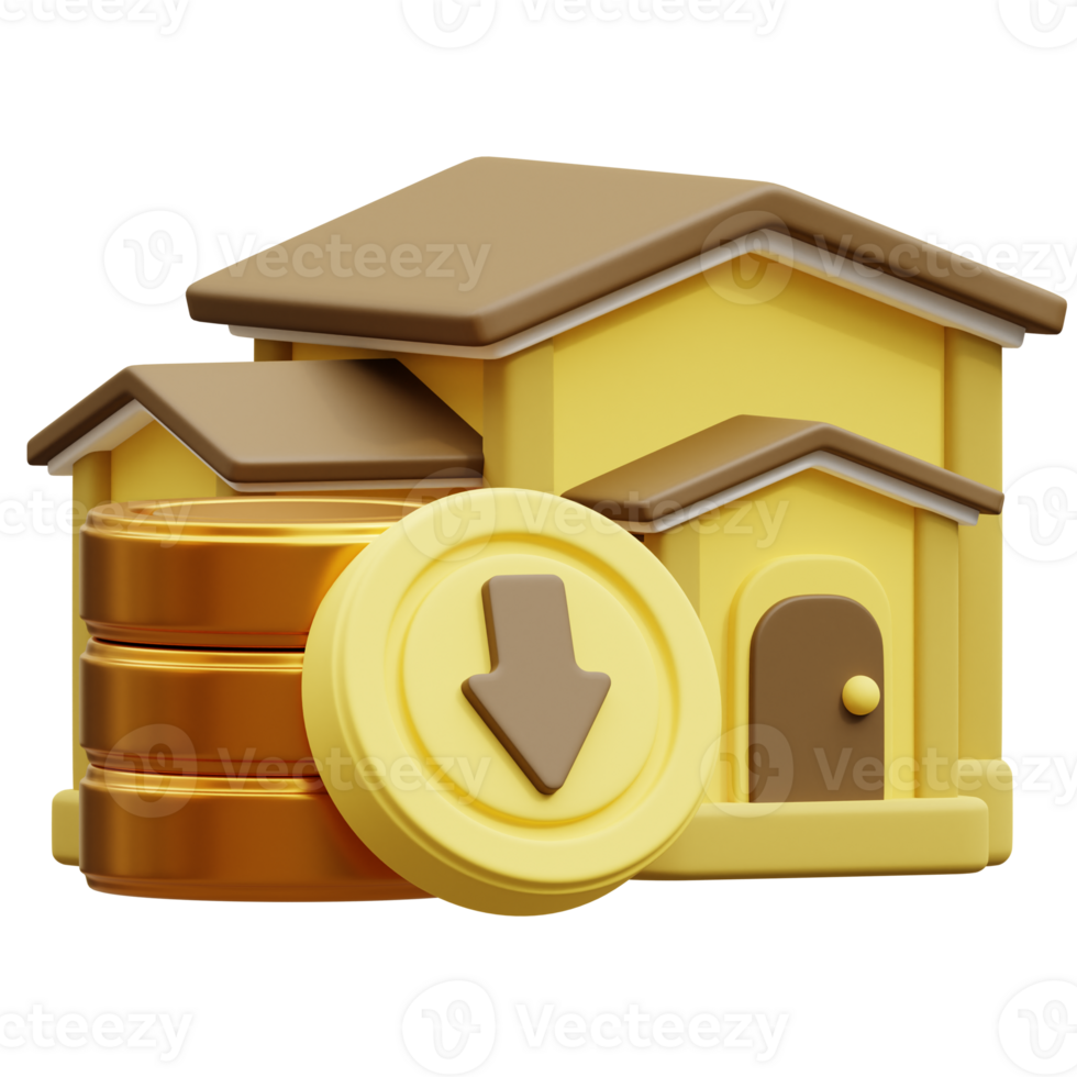 huis waarde verlies 3d icoon png