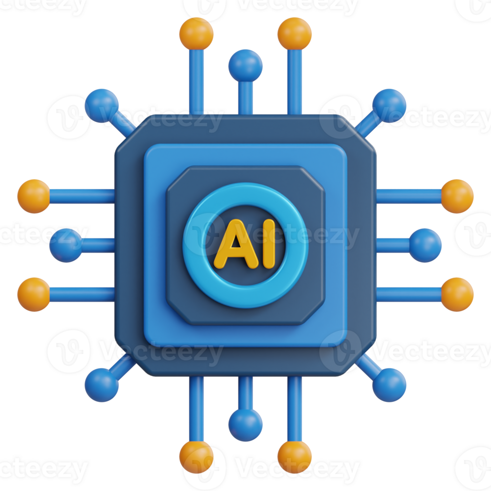 AI Chip 3D Icon 43988087 PNG