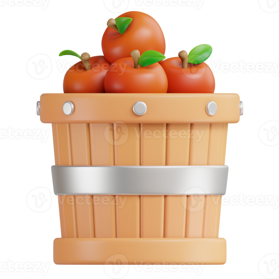 Apple Fruits Bucket 3D Icon png