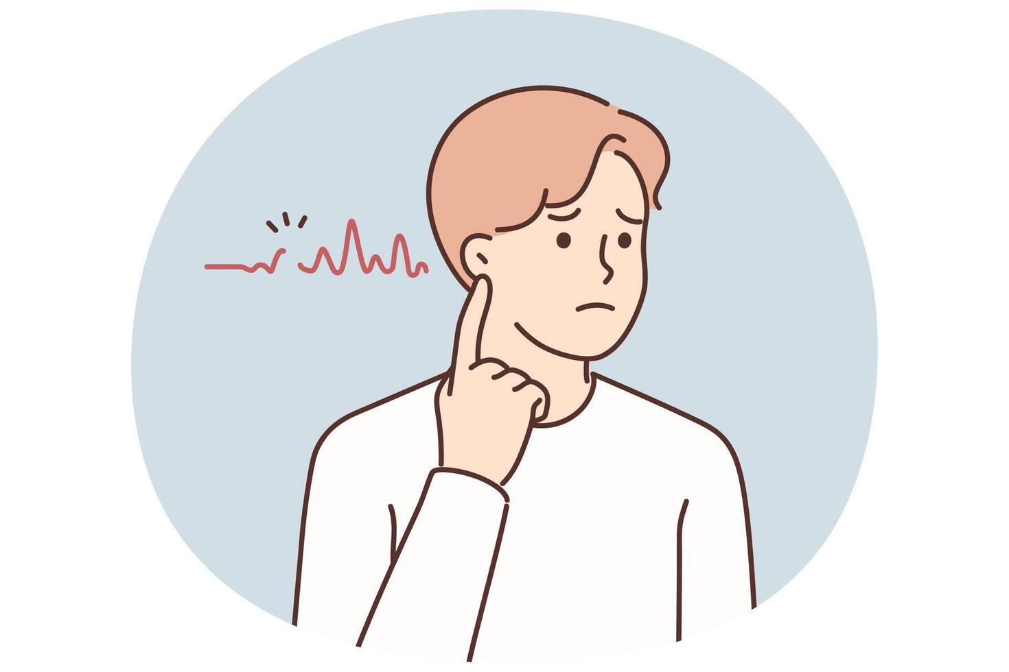 Unhealthy man suffer from hearing disability vector