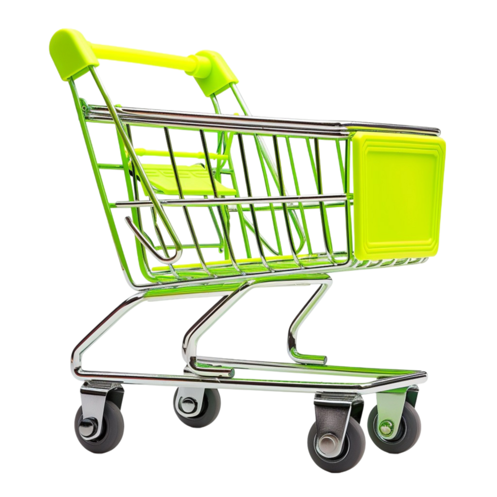 supermarkt trolley ,winkelen kar 3d geven geïsoleerd ai-generatief png