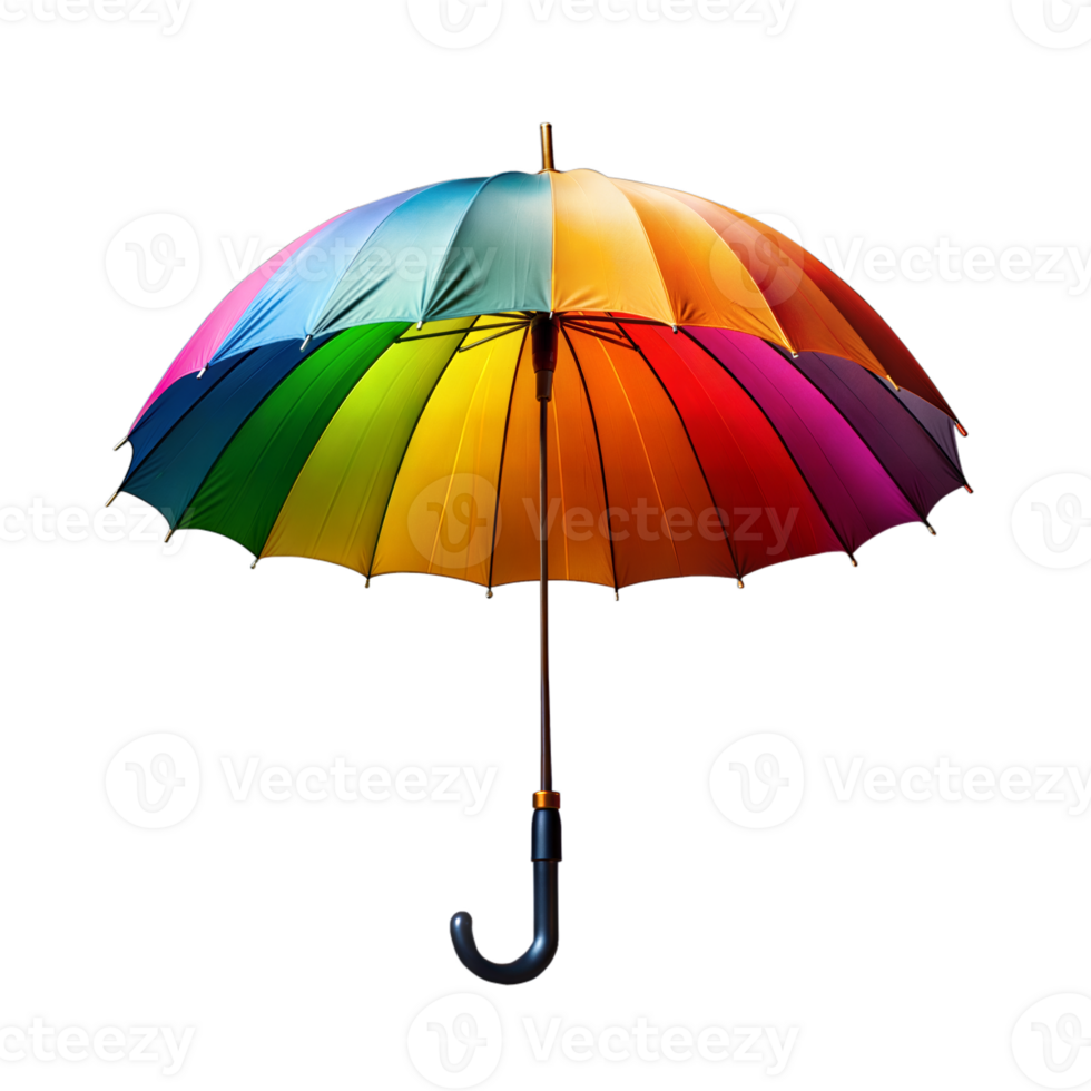 Vibrant rainbow-colored umbrella isolated on transparent background png