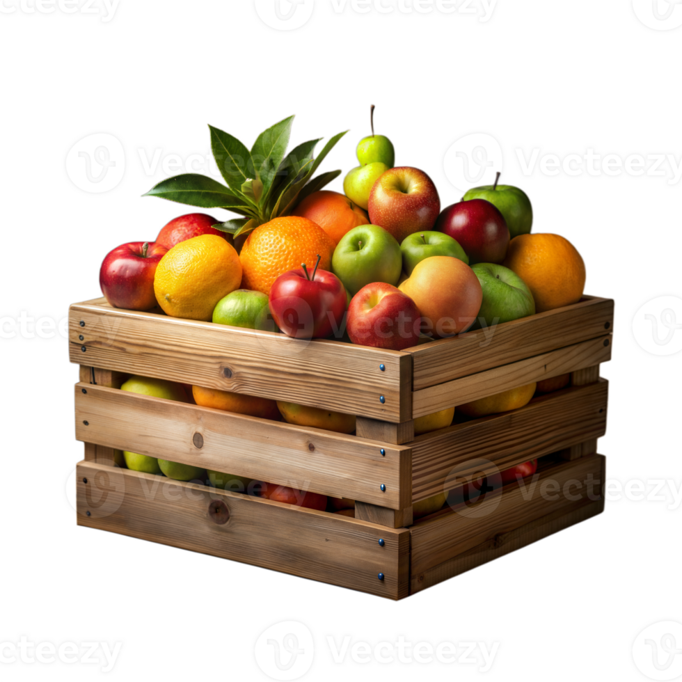 Wooden Crate Brimming With Fresh, Colorful Fruit png