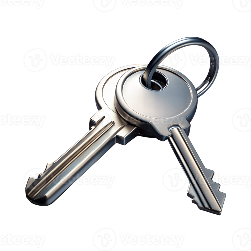 Pair of Silver Keys on Transparent Background png