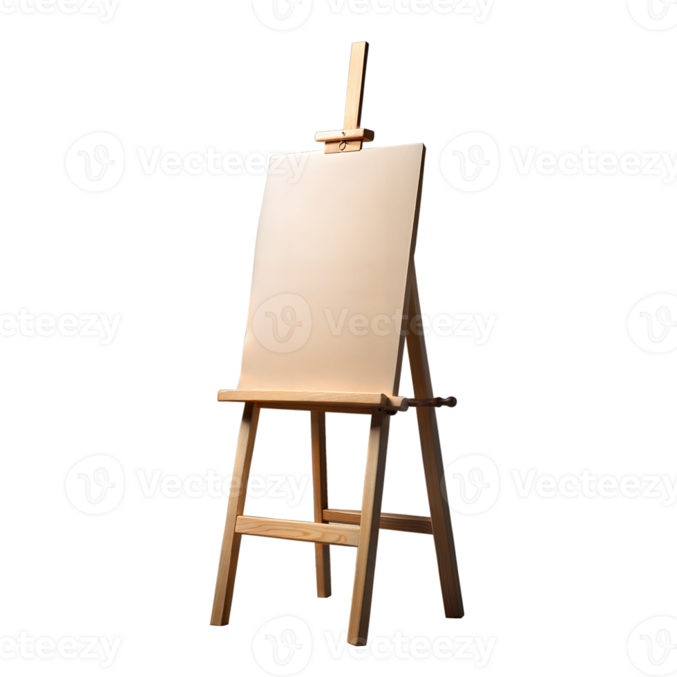 Wooden easel with blank canvas ready for an artists touch png