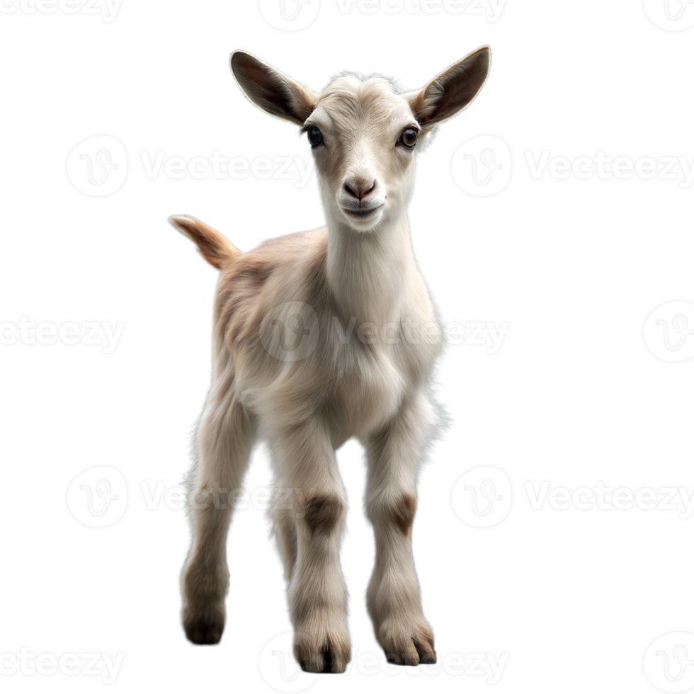 Baby goat standing on a transparent background. png