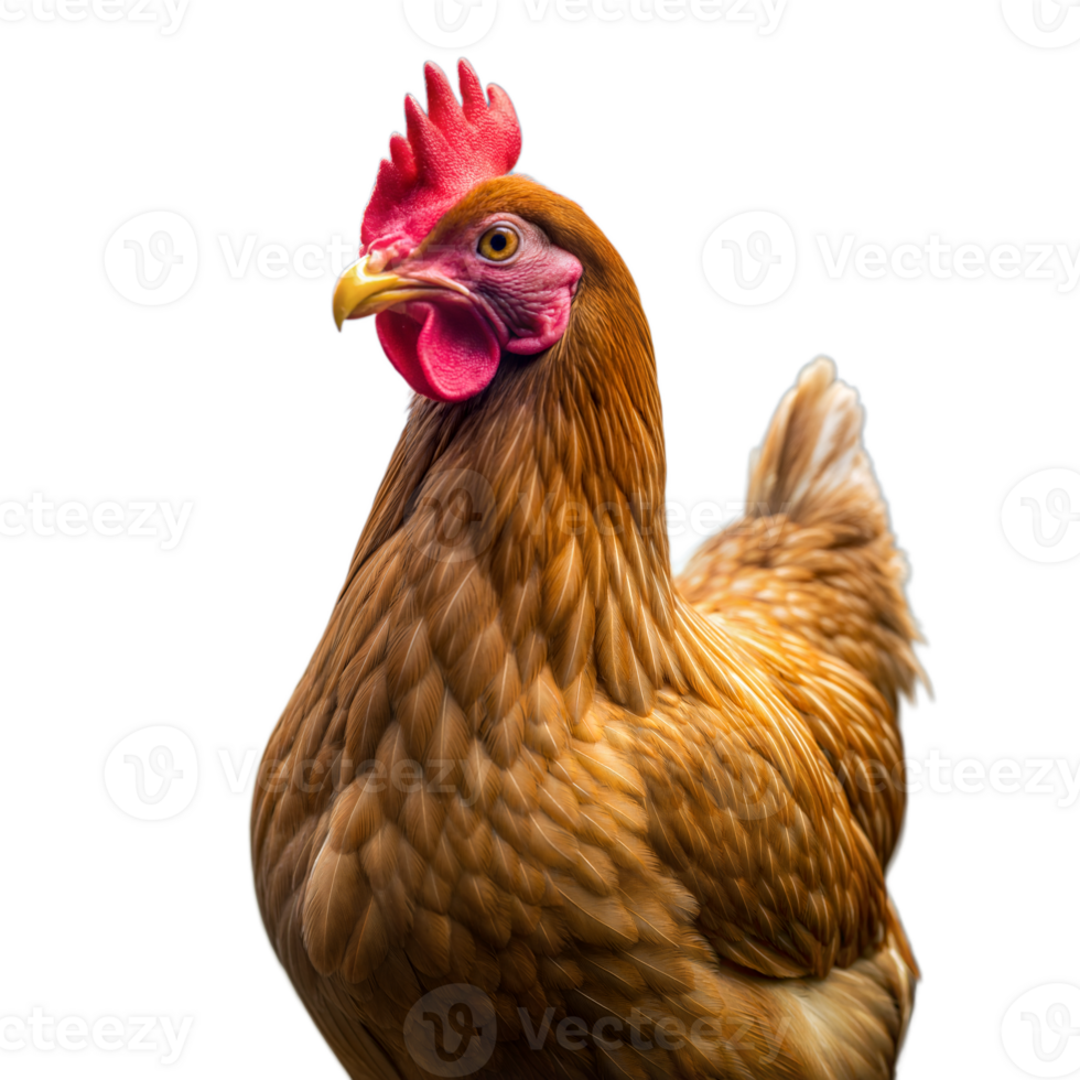 Brown chicken with red comb png