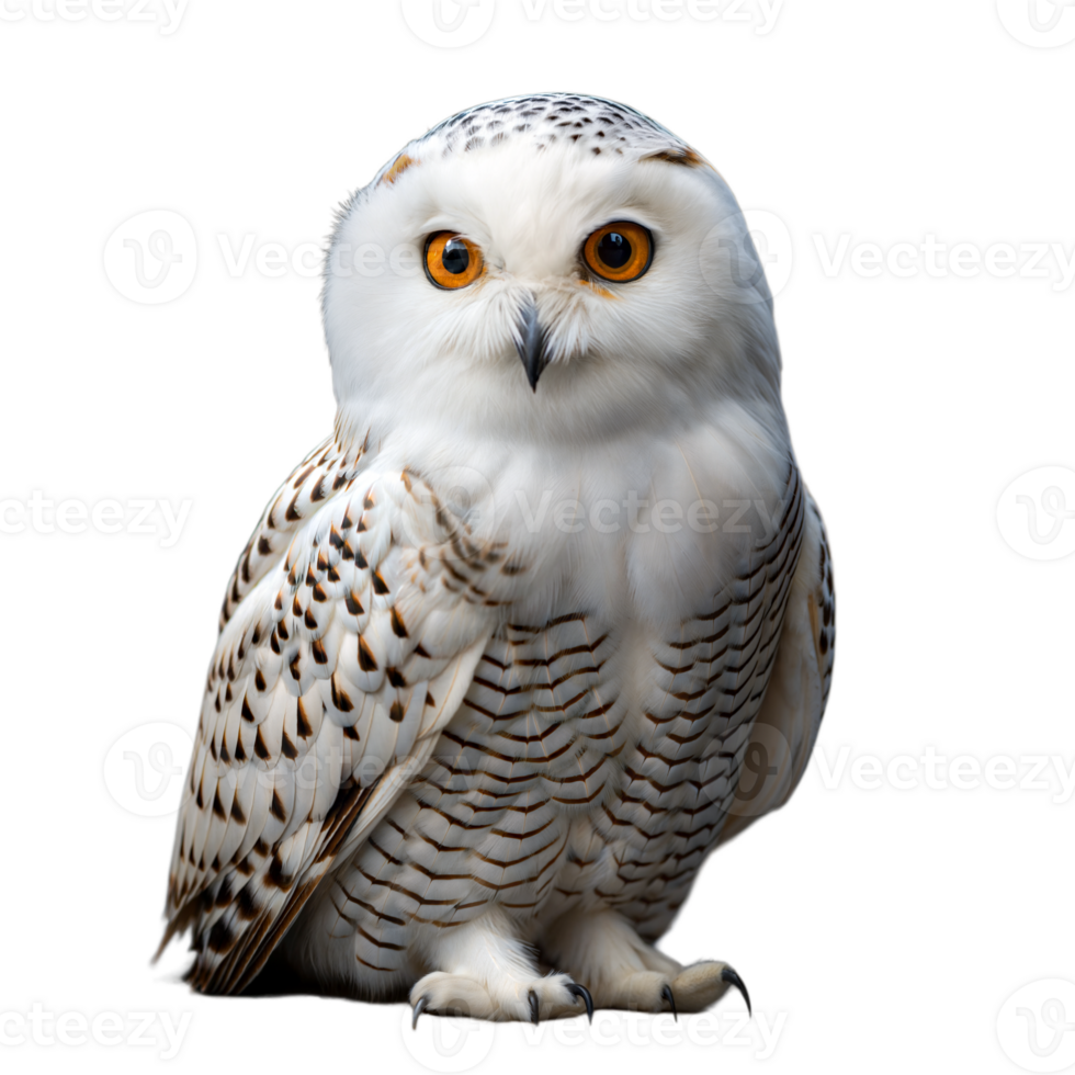 Snowy owl perched elegantly against a transparent background png