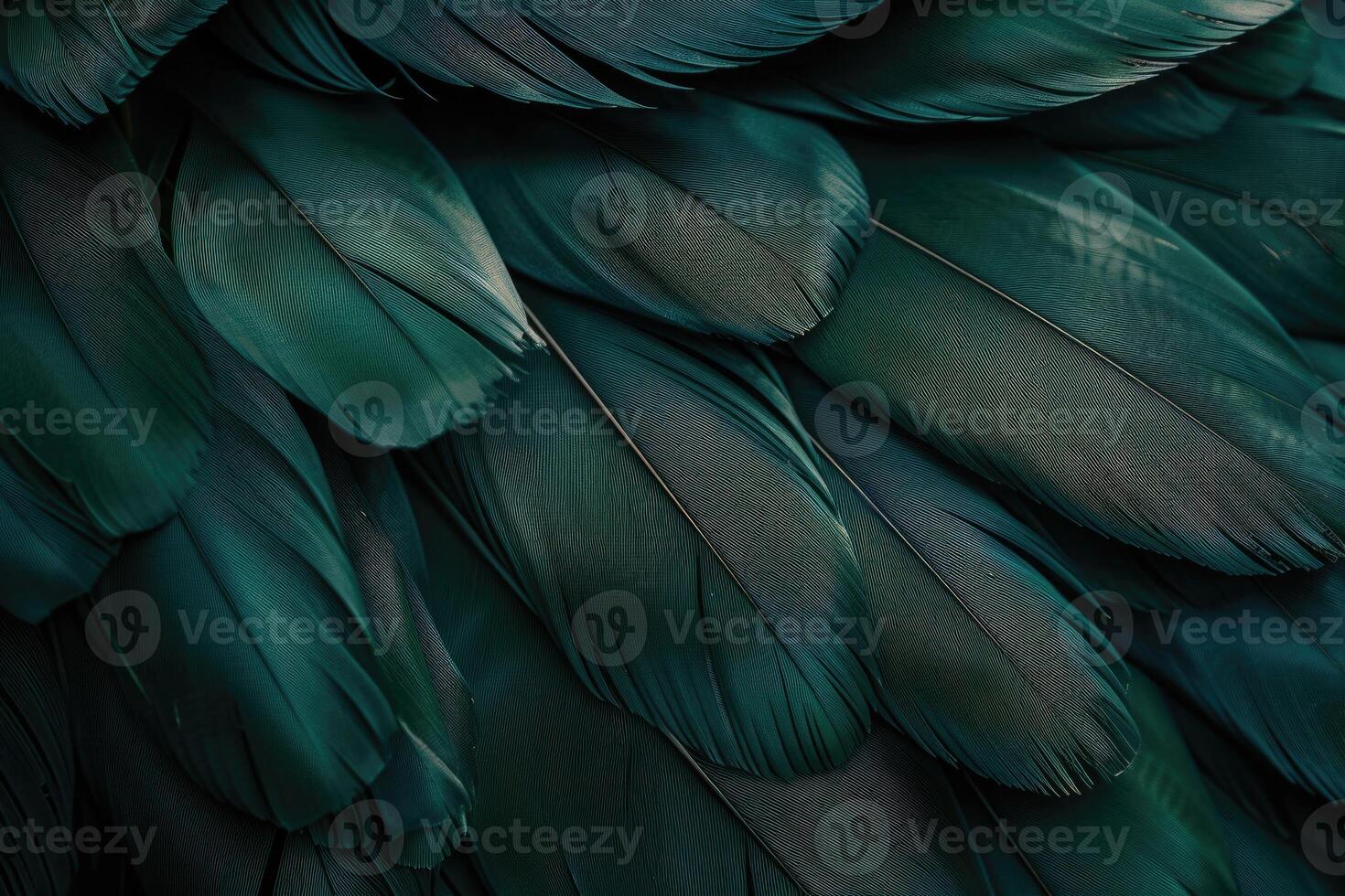 AI generated Beautiful dark green viridian vintage color trends feather texture background photo