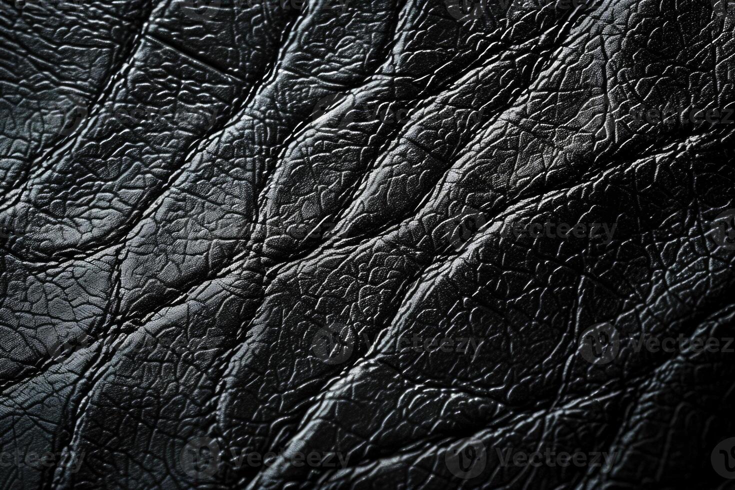 AI generated Black Leather background texture photo