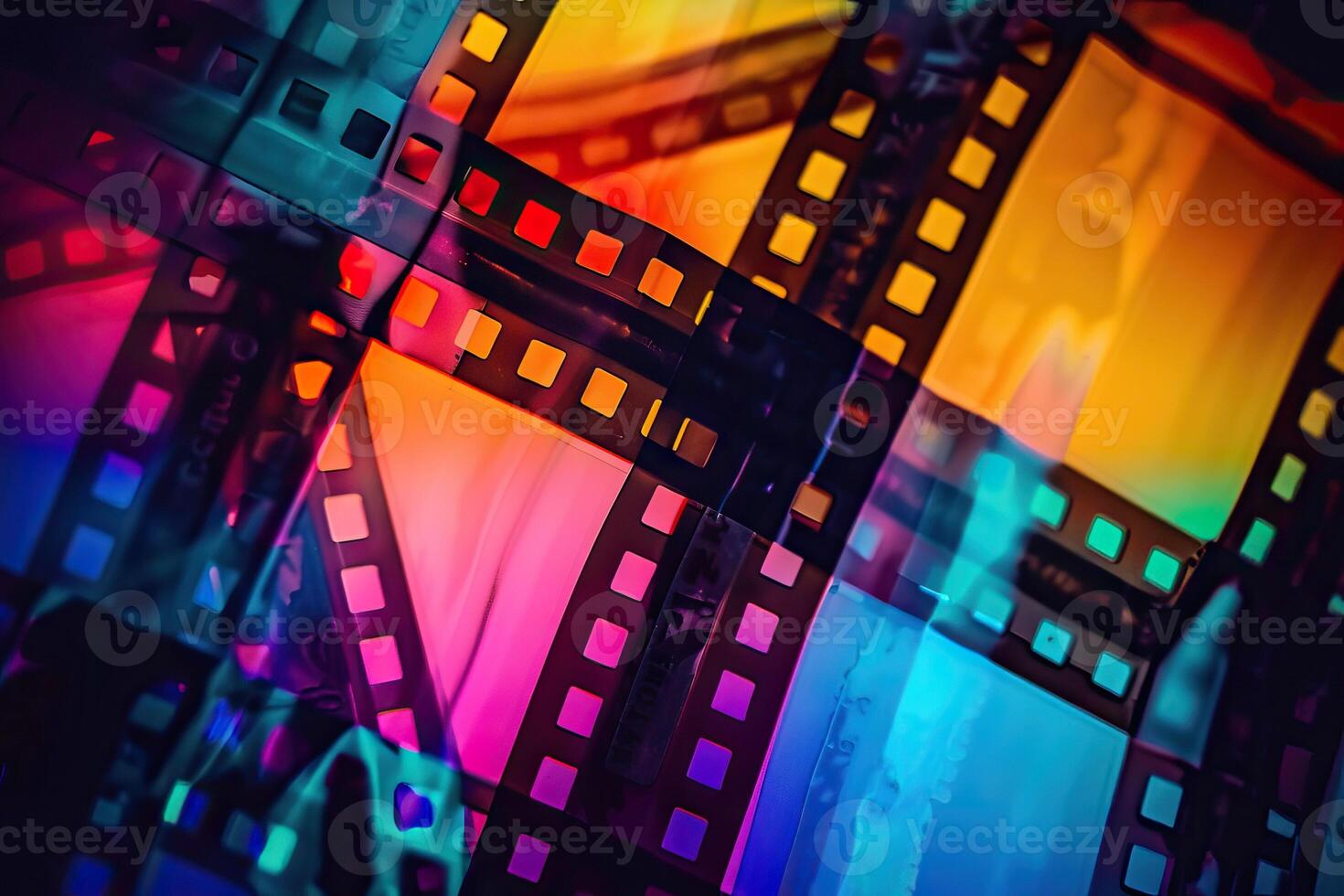 AI generated Colorful film negative frames background photo