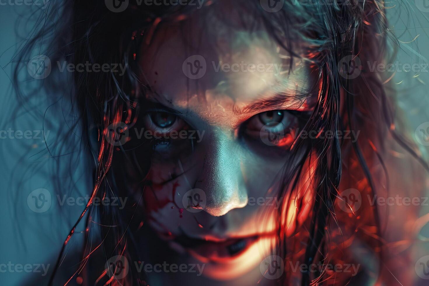 AI generated Portrait of scary girl  Halloween theme  Portrait of scary girl  Halloween theme photo
