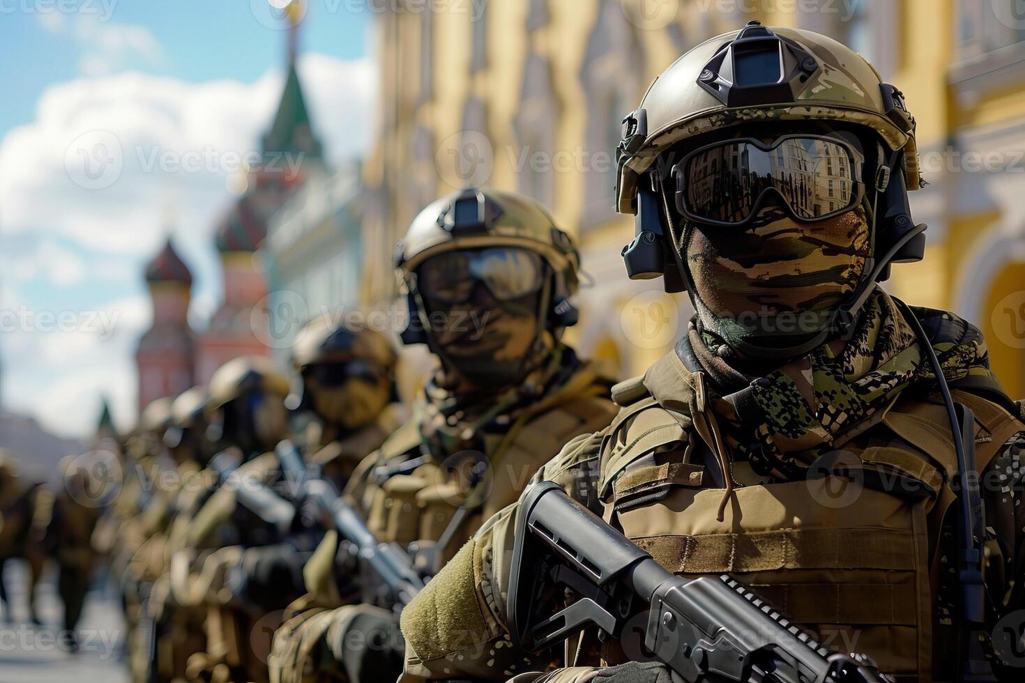 AI generated Russian special forces parade. photo