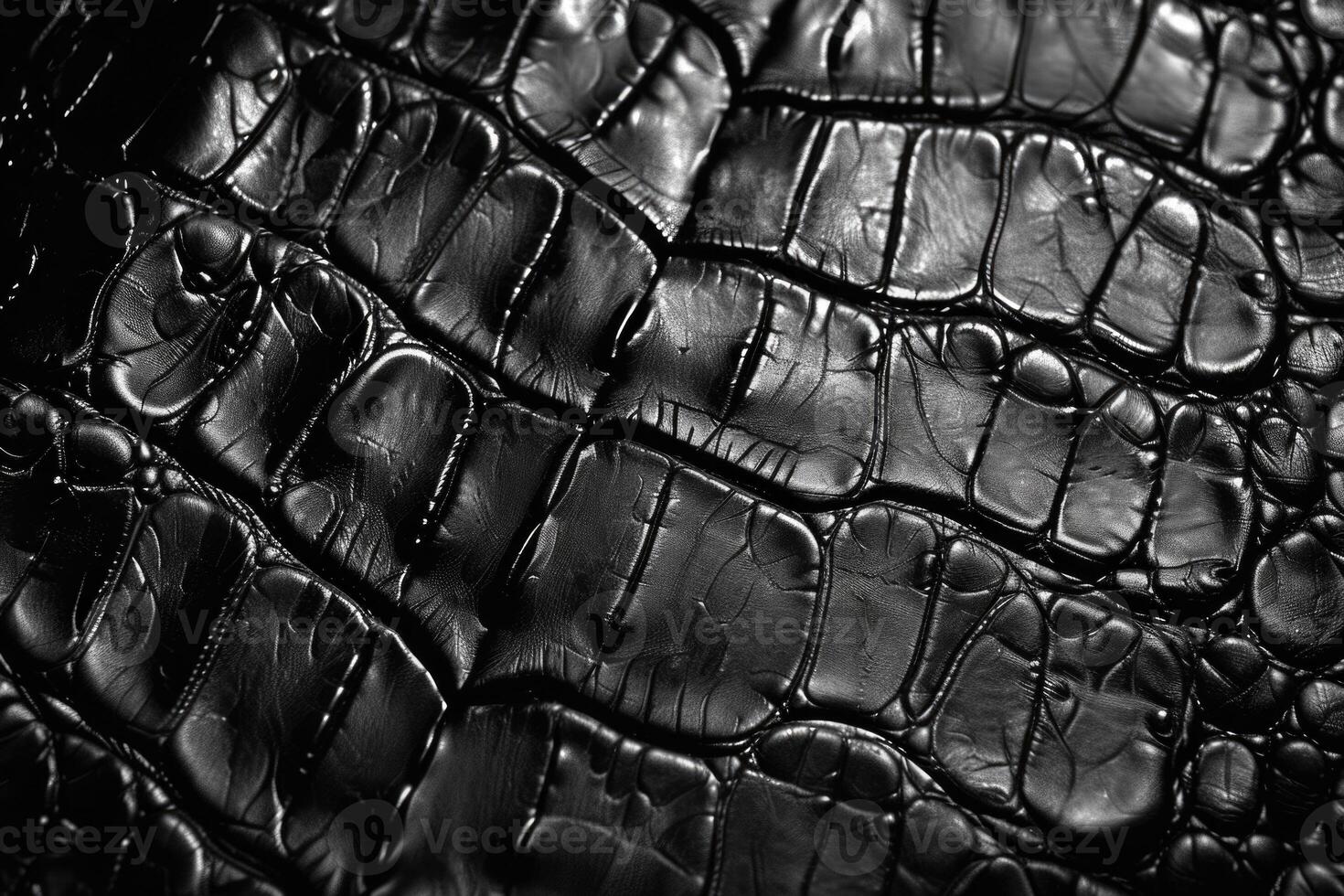 AI generated leather texture black background crocodile leather photo