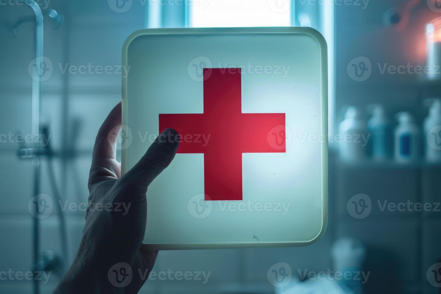 AI generated Touch The first Aid Sign for health care technology photo