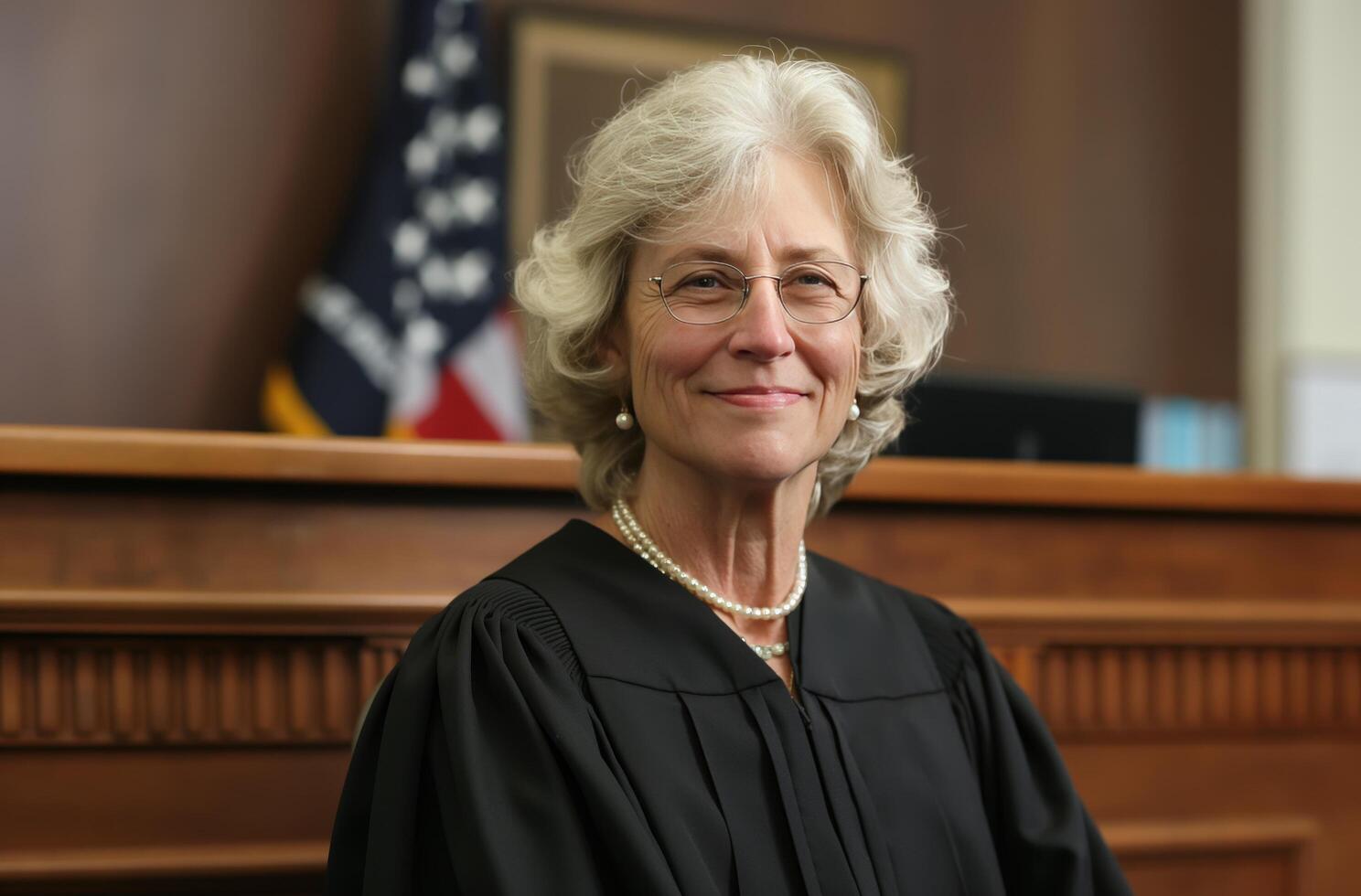 Senior judge in courtroom photo