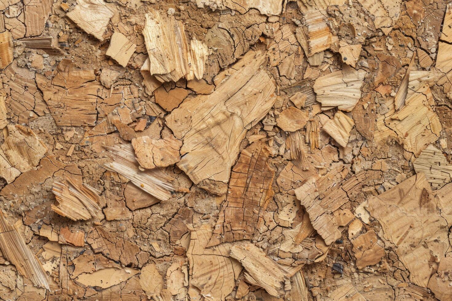 AI generated Abstract background of cork surface with natural chaotic texture in light brown color photo