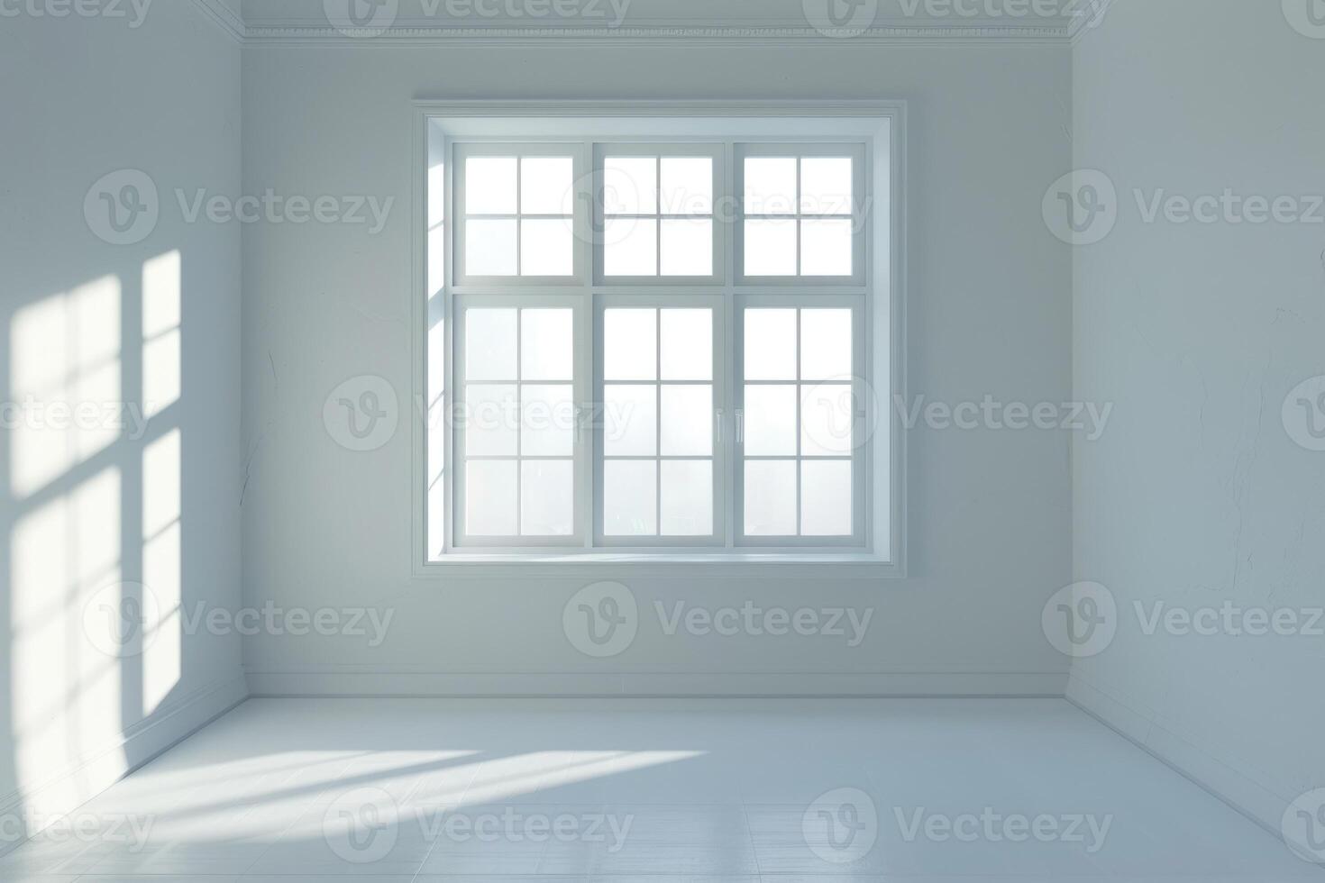 AI generated High resolution white room with window design concept. photo