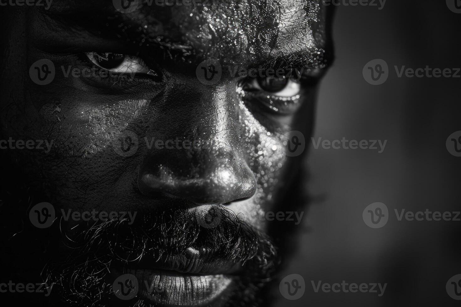 AI generated Artistic black and white portrait of a bearded black man photo