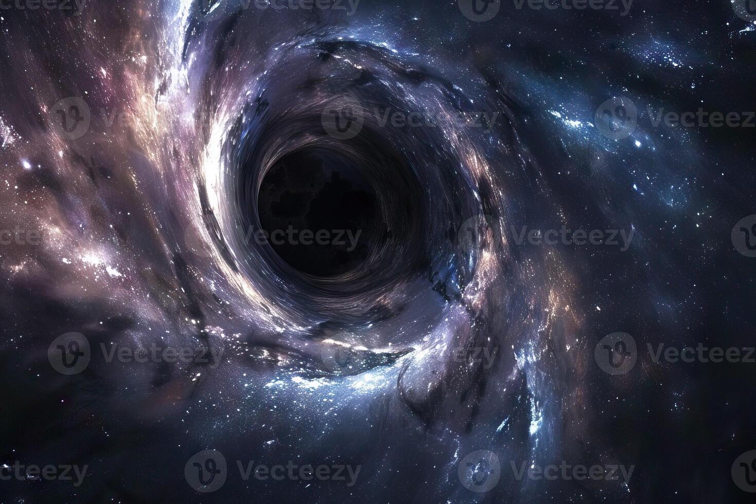 AI generated Black hole. Abstract space wallpaper. Universe filled with stars photo