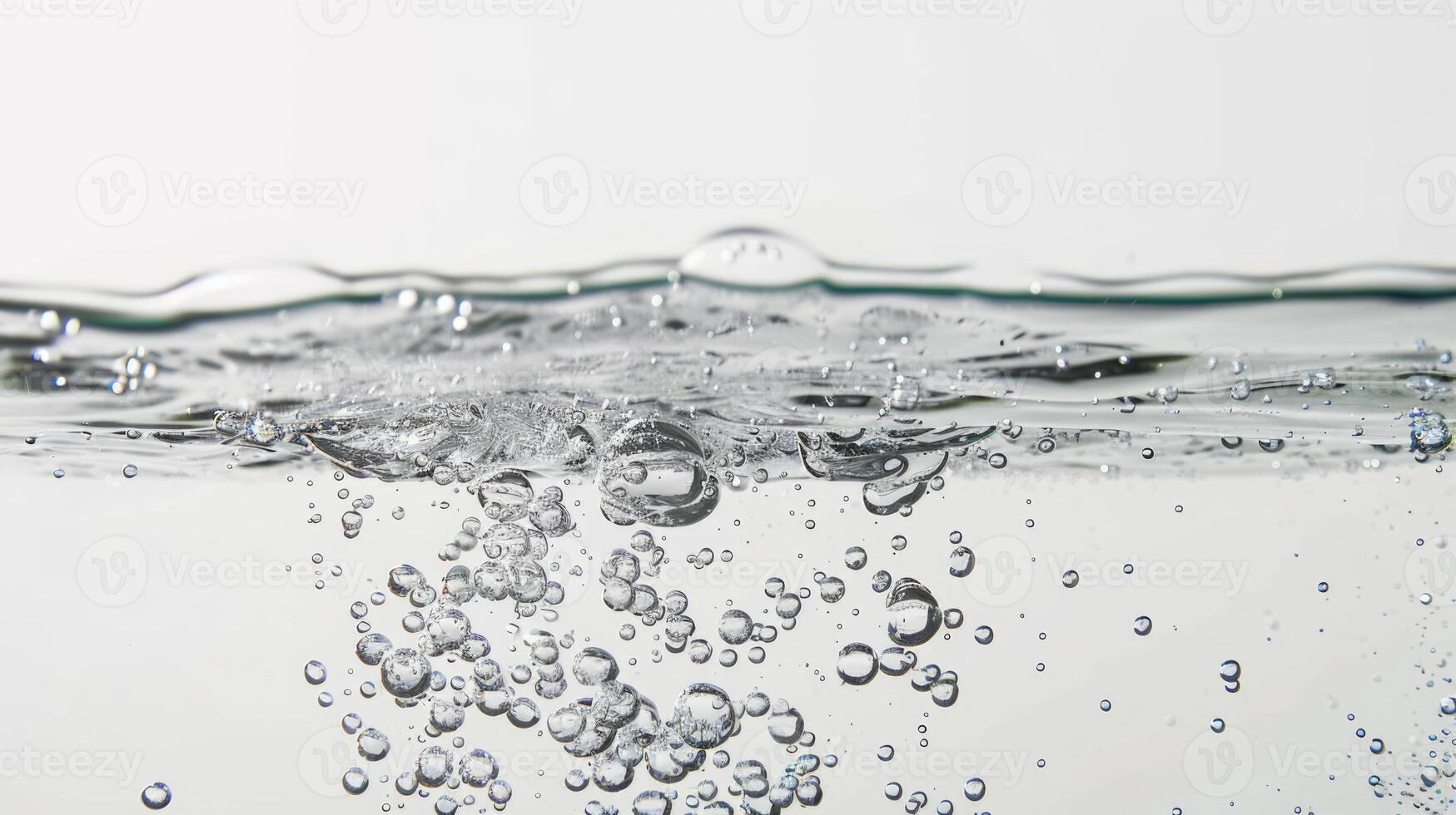 AI generated Large and clear water bubbles floats over a white background  water bubbles photo