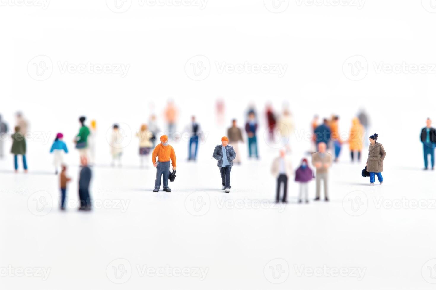 AI generated Miniature people isolated on white background with clipping path. photo