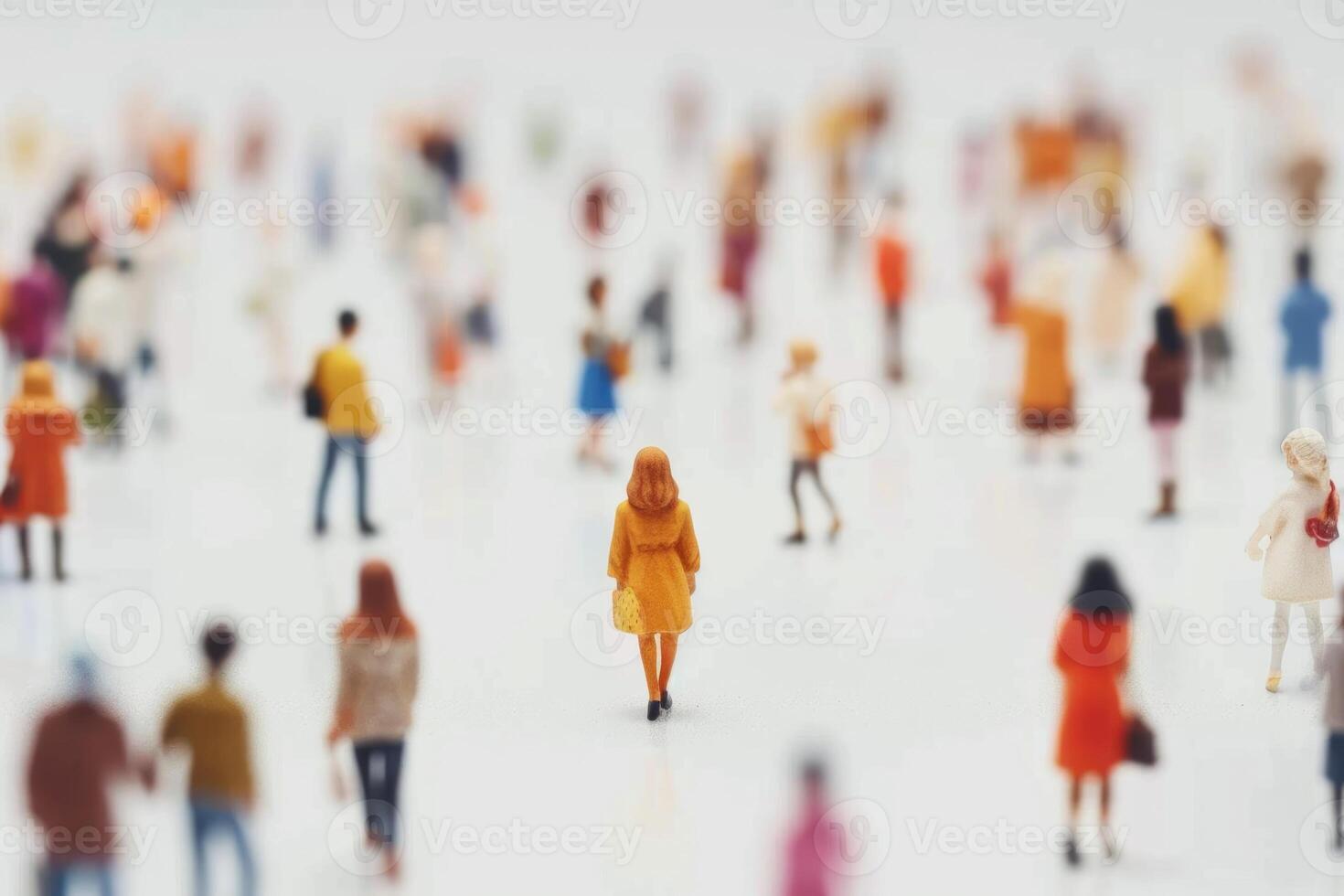 AI generated Miniature people women on white background photo