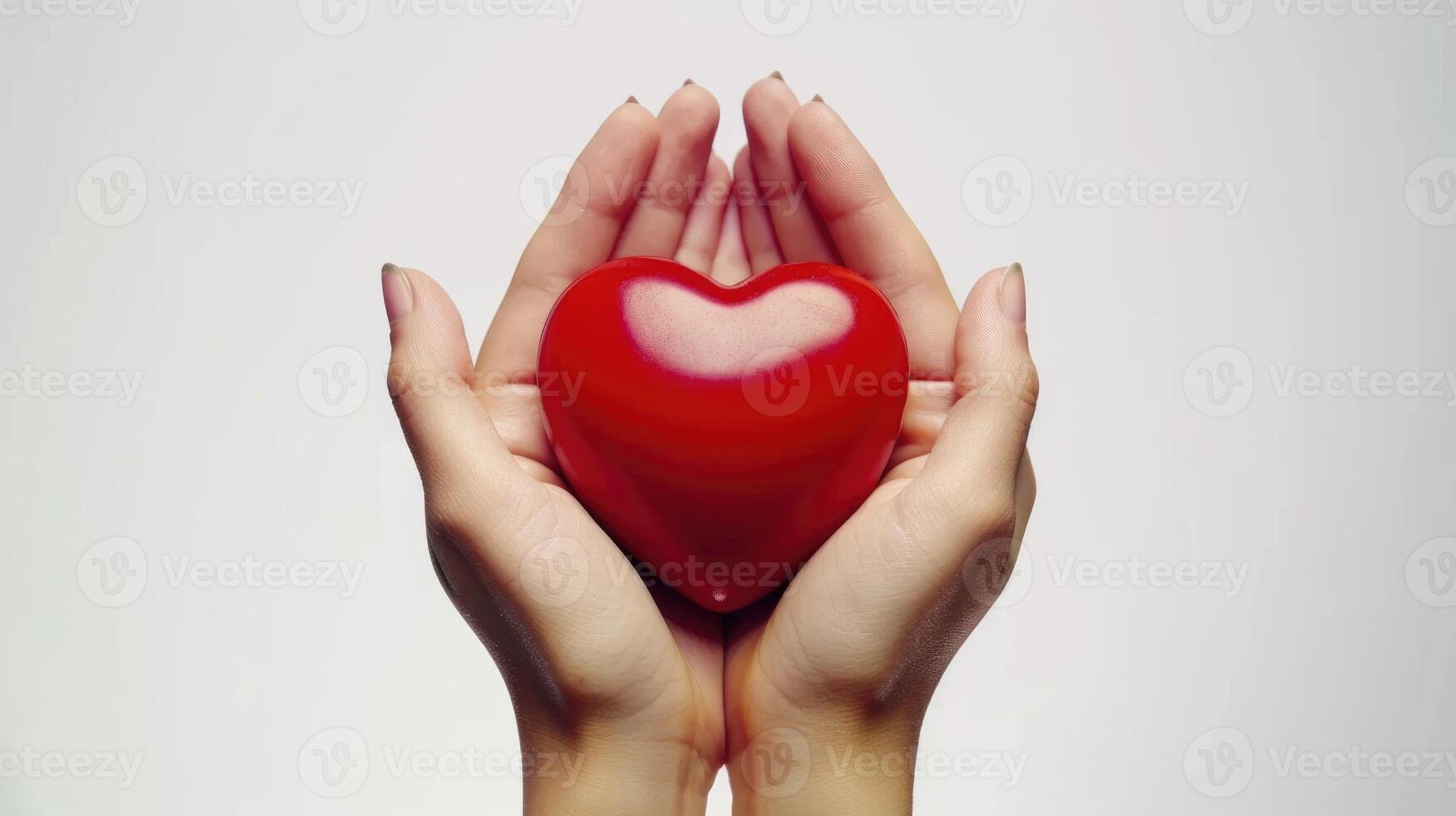 ai generado rojo corazón a el humano manos aislado en blanco rojo corazón a el humano manos aislado en blanco foto