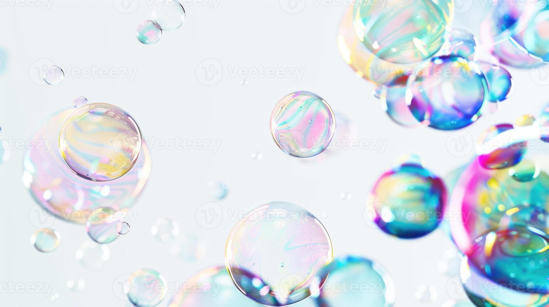 AI generated White background with soap bubbles. photo