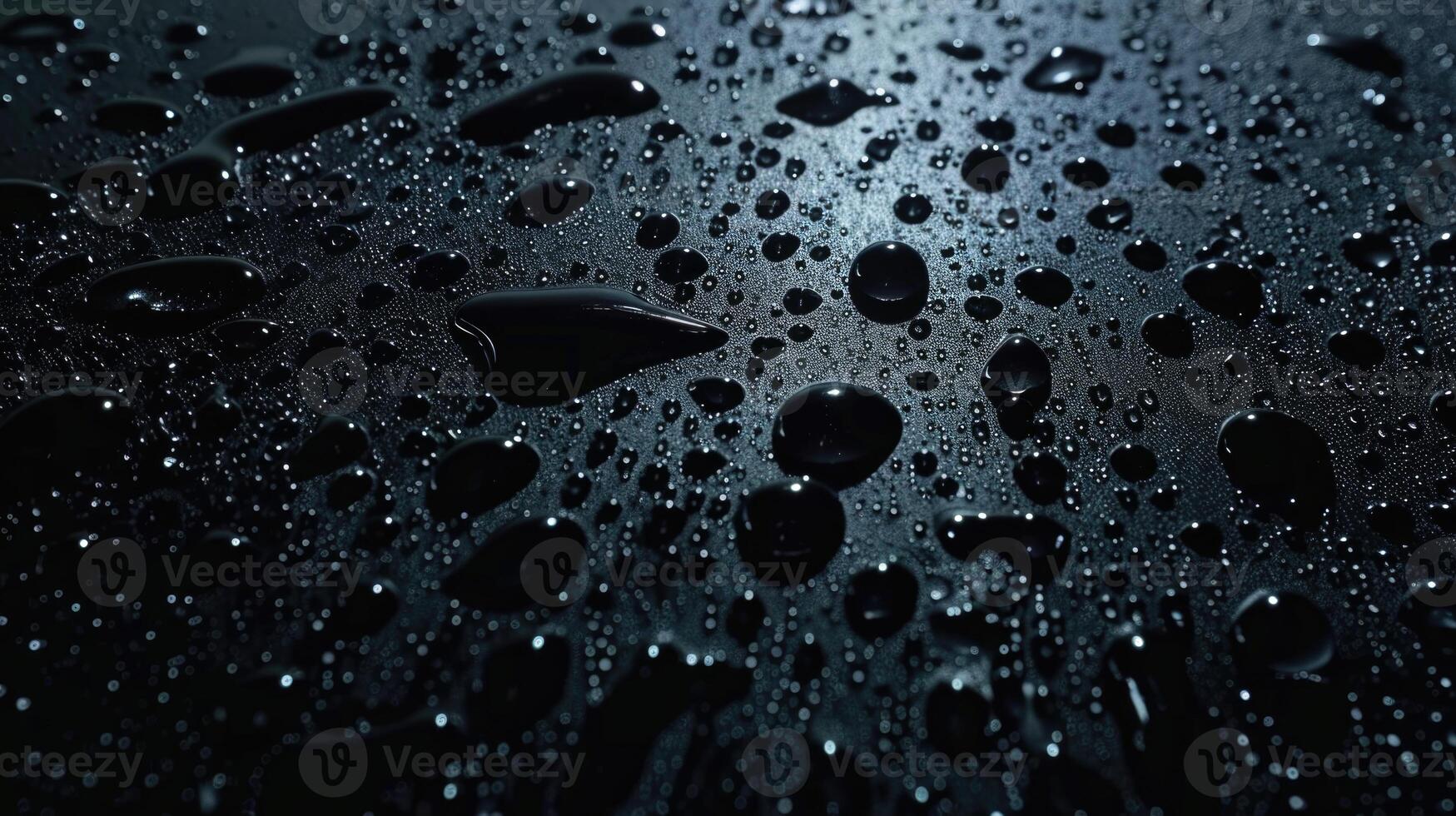 AI generated Water droplets on black background photo