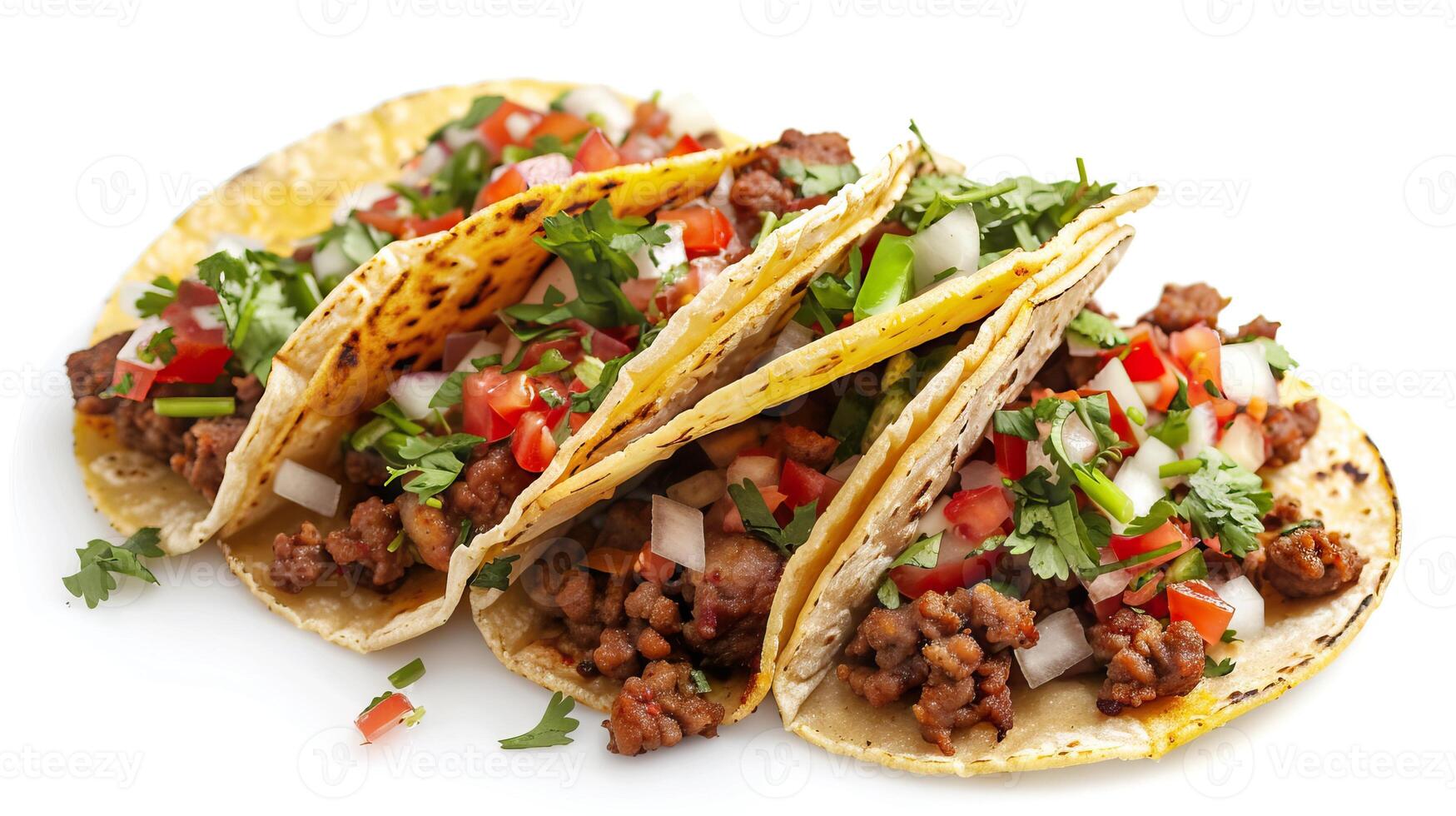 AI generated delicious taco  mexican food isolated over white  delicious taco  mexican food isolated over white photo
