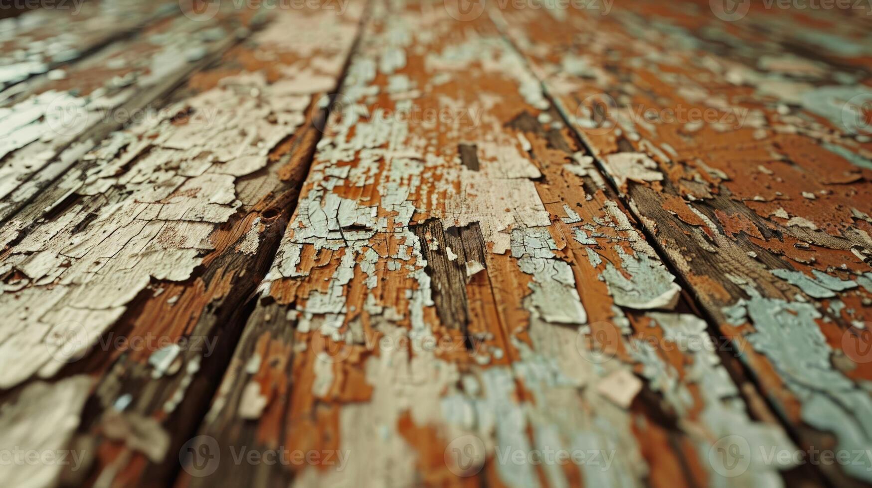 AI generated Grunge background. Peeling paint on an old wooden floor. photo