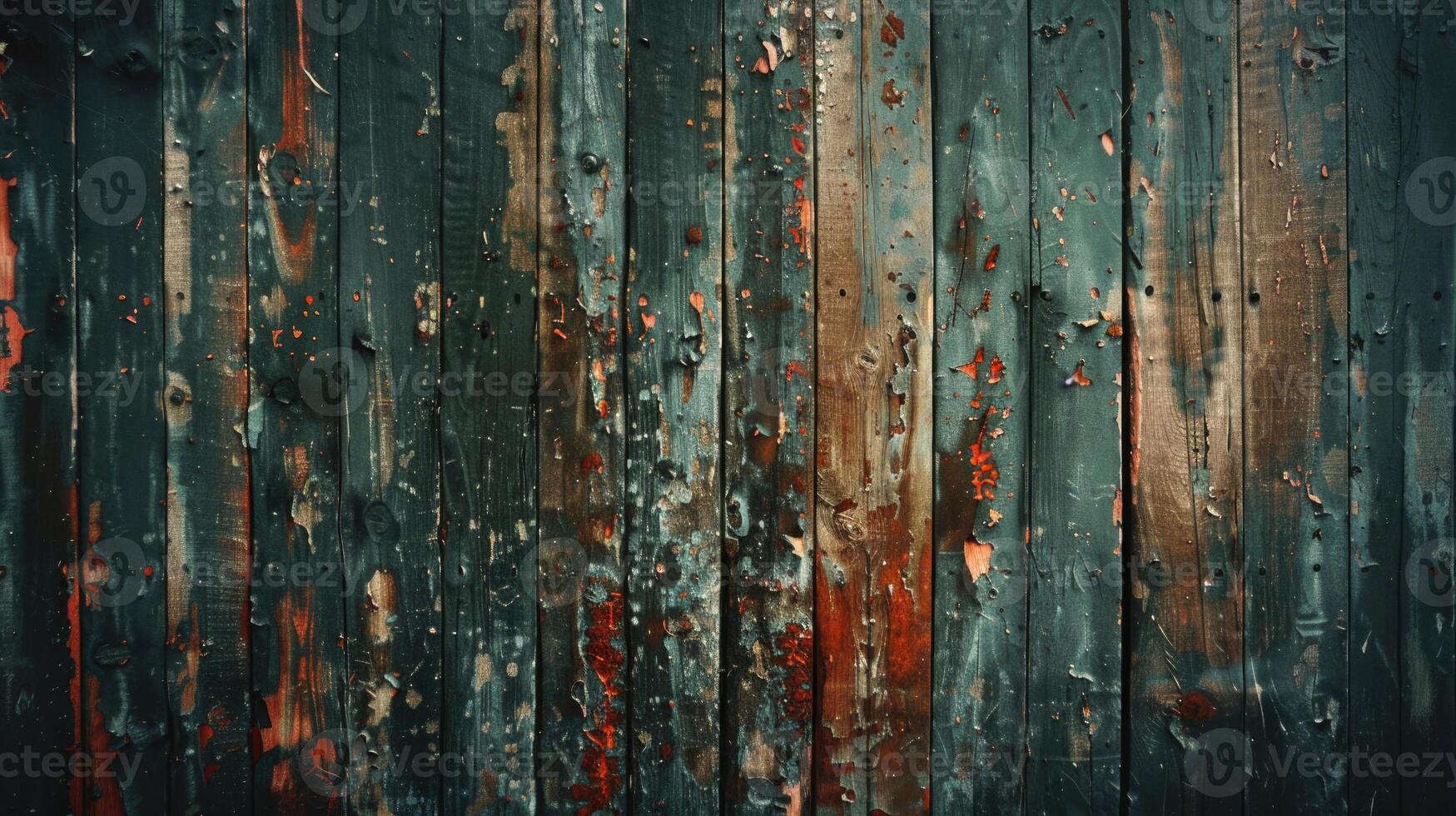 AI generated Grungy painted wood texture as background. photo