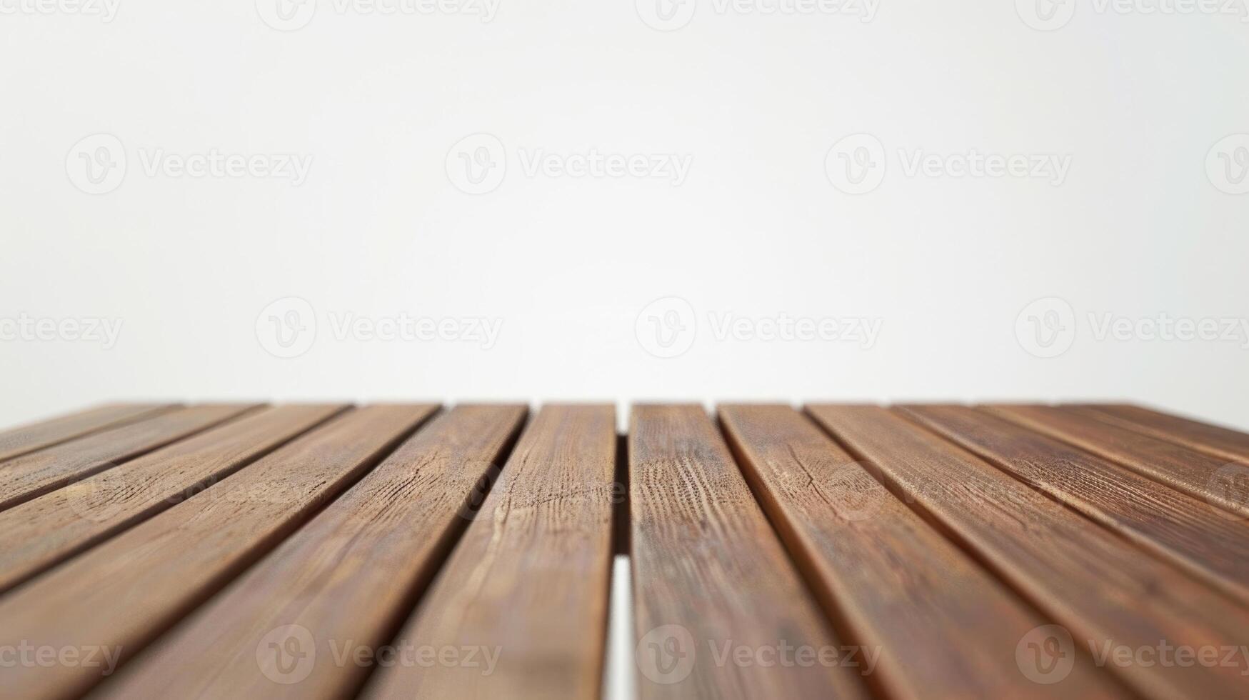 AI generated Wood table top on white background photo